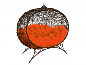 Кокон Улей на ножках с ротангом оранжевая подушка в Камышлове - kamyshlov.magazinmebel.ru | фото