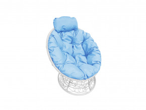 Кресло Папасан мини с ротангом голубая подушка в Камышлове - kamyshlov.magazinmebel.ru | фото