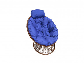 Кресло Папасан мини с ротангом синяя подушка в Камышлове - kamyshlov.magazinmebel.ru | фото