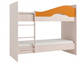 Кровать 2-х ярусная Мая на латофлексах млечный дуб, оранжевая в Камышлове - kamyshlov.magazinmebel.ru | фото