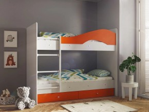 Кровать 2-х ярусная Мая с ящиками на латофлексах белый-оранж в Камышлове - kamyshlov.magazinmebel.ru | фото