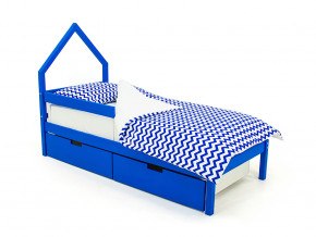 Кровать-домик мини Svogen с ящиками и бортиком синий в Камышлове - kamyshlov.magazinmebel.ru | фото