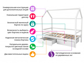 Кровать-домик Svogen с фото с ящиками и бортиком белый/динозаврики в Камышлове - kamyshlov.magazinmebel.ru | фото - изображение 2