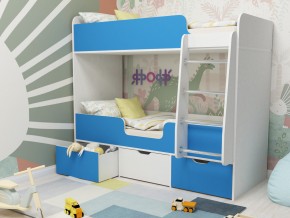 Кровать двухъярусная Малыш двойняшка белый-голубой в Камышлове - kamyshlov.magazinmebel.ru | фото - изображение 1