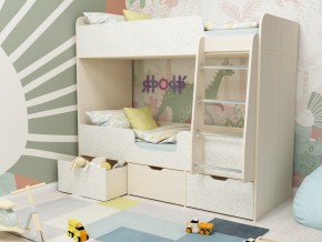 Кровать двухъярусная Малыш двойняшка дуб молочный-феритейл в Камышлове - kamyshlov.magazinmebel.ru | фото