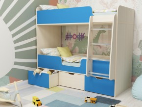 Кровать двухъярусная Малыш двойняшка дуб молочный-голубой в Камышлове - kamyshlov.magazinmebel.ru | фото