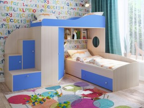 Кровать Кадет 2 Дуб молочный-голубой в Камышлове - kamyshlov.magazinmebel.ru | фото