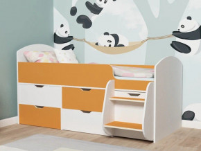 Кровать Малыш-7 белое дерево-оранжевый в Камышлове - kamyshlov.magazinmebel.ru | фото