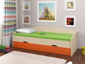 Кровать Соня 2 дуб молочный-оранжевый в Камышлове - kamyshlov.magazinmebel.ru | фото