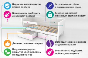 Кровать-тахта Svogen мягкая с ящиками и бортиком с фото белый/львята в Камышлове - kamyshlov.magazinmebel.ru | фото - изображение 2