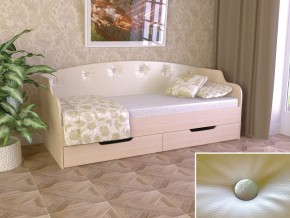Кровать Юниор Тип 2 дуб молочный-белый перламутр 800х1600 в Камышлове - kamyshlov.magazinmebel.ru | фото