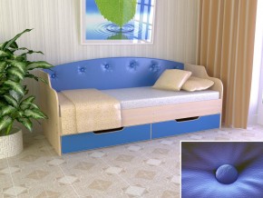 Кровать Юниор Тип 2 дуб молочный/синий 800х1600 в Камышлове - kamyshlov.magazinmebel.ru | фото