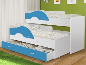 Кровать выкатная Радуга с ящиком 80х160 белая-голубой в Камышлове - kamyshlov.magazinmebel.ru | фото