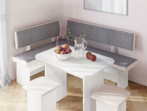 Кухонный уголок Парма Белый, ткань серая в Камышлове - kamyshlov.magazinmebel.ru | фото - изображение 3