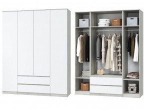 Шкаф для одежды четырехдверный Лори дуб серый, белый в Камышлове - kamyshlov.magazinmebel.ru | фото