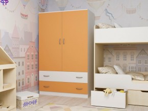 Шкаф двухстворчатый белый-оранж в Камышлове - kamyshlov.magazinmebel.ru | фото