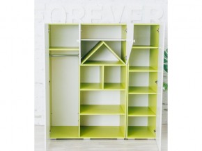 Шкаф-стеллаж Домик с пеналами зеленый-белый в Камышлове - kamyshlov.magazinmebel.ru | фото - изображение 2