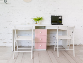Стол письменный двухместный В 5 розовый в Камышлове - kamyshlov.magazinmebel.ru | фото